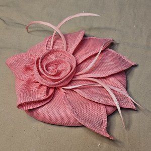 Vintage Pink Fabric and Feather Hairclip Hat